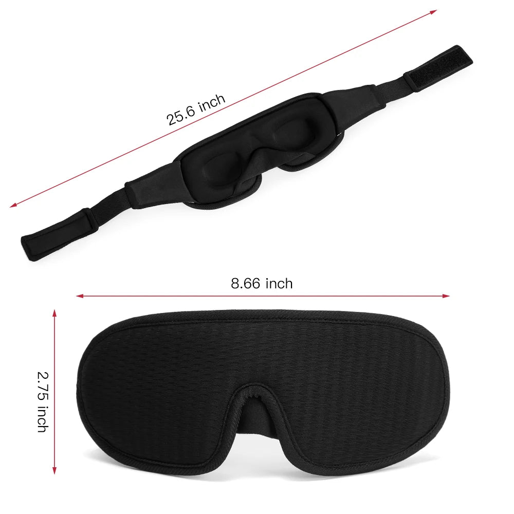 3D Ergonomic Sleeping Mask - Adjustable Strap for Ultimate Light Blocking Comfort & Travel
