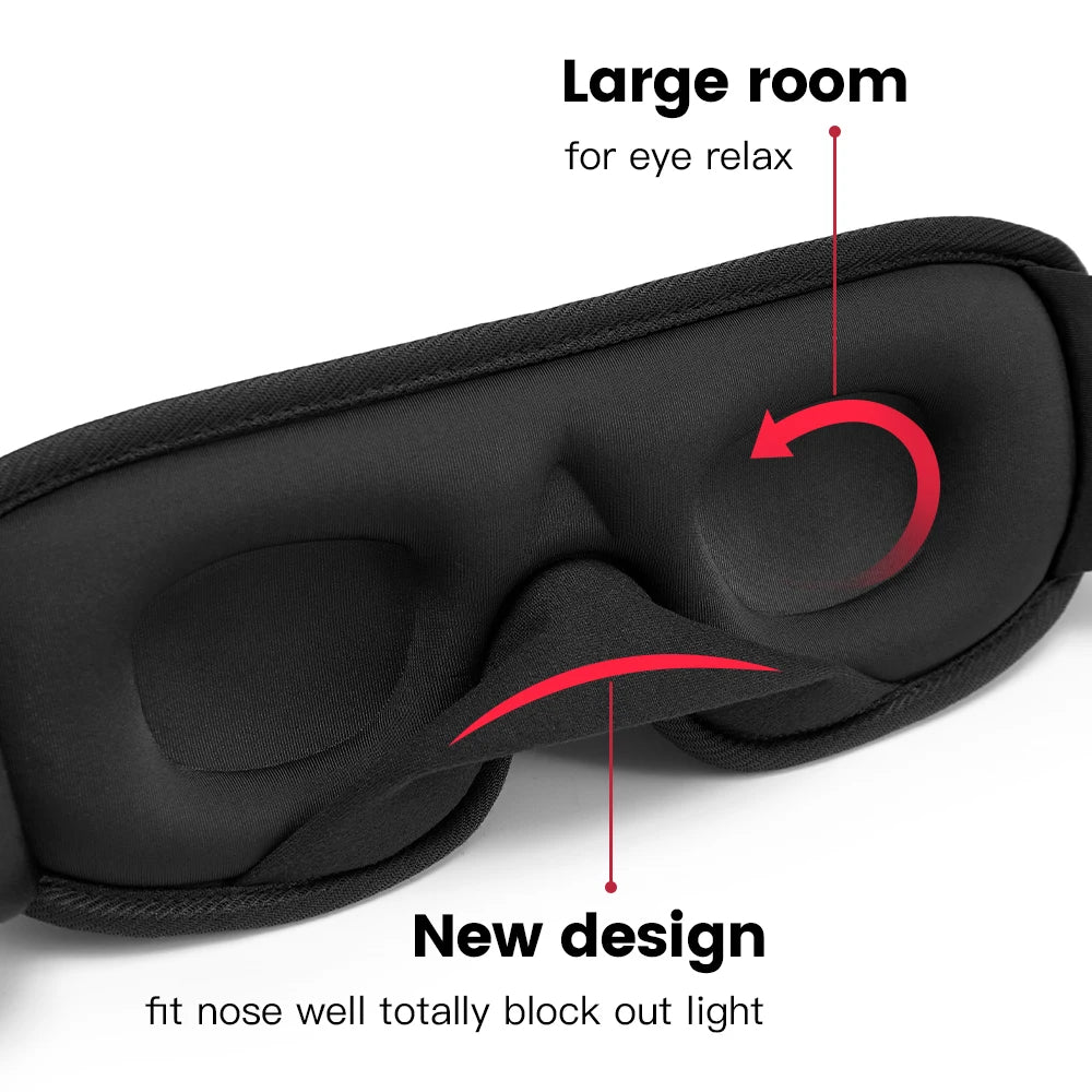 3D Ergonomic Sleeping Mask - Adjustable Strap for Ultimate Light Blocking Comfort & Travel
