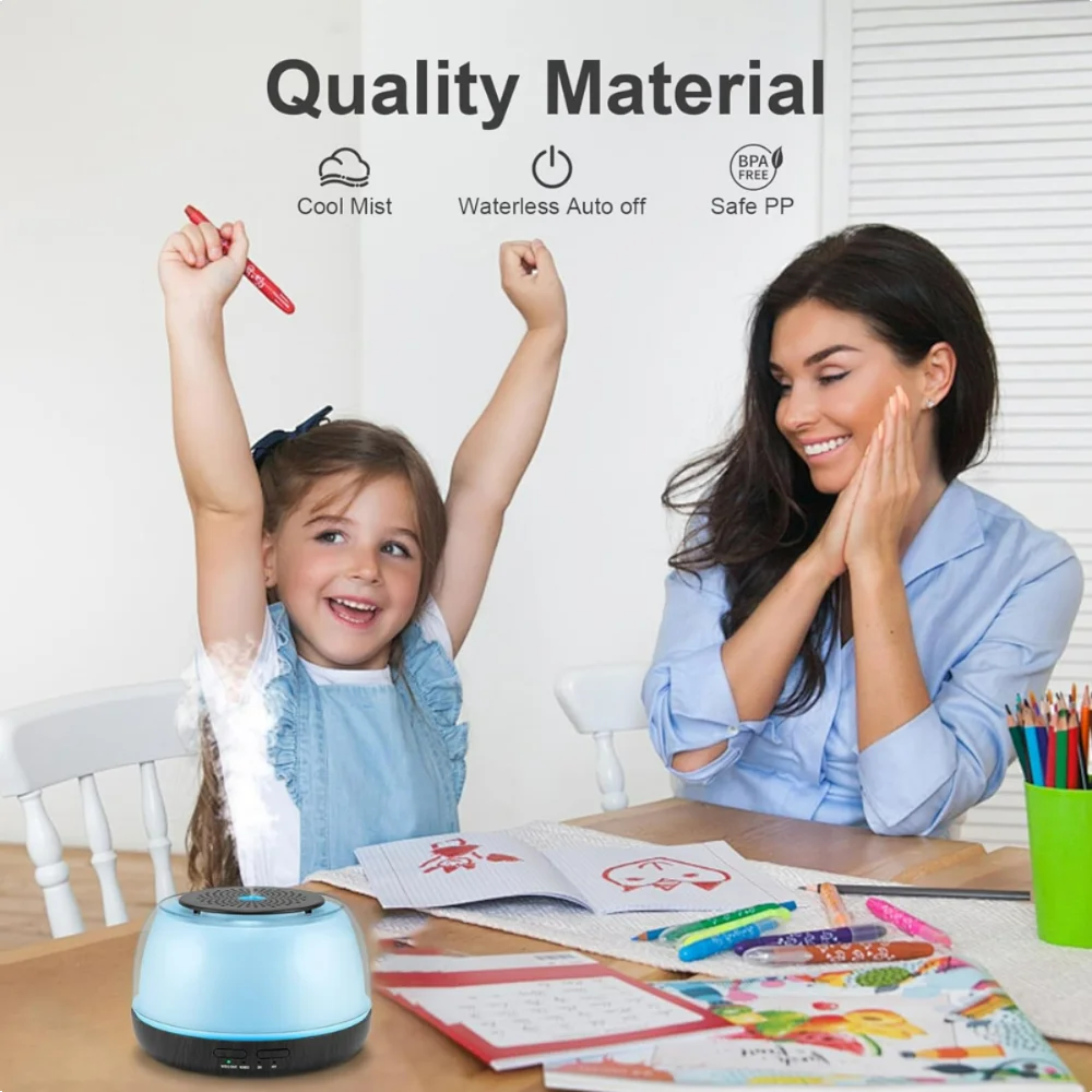 User-friendly 500ML Essential Oil Diffuser with adjustable brightness for 7 soothing LED colors.