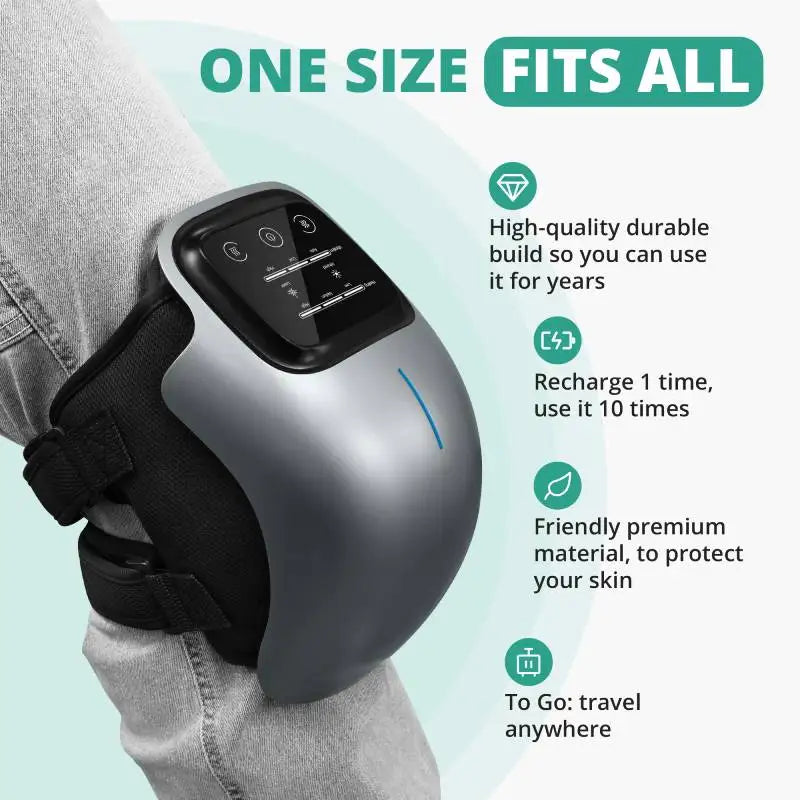 Cordless Heated Knee Massager with 3 Heat Levels & Vibration Settings for Pain Relief
