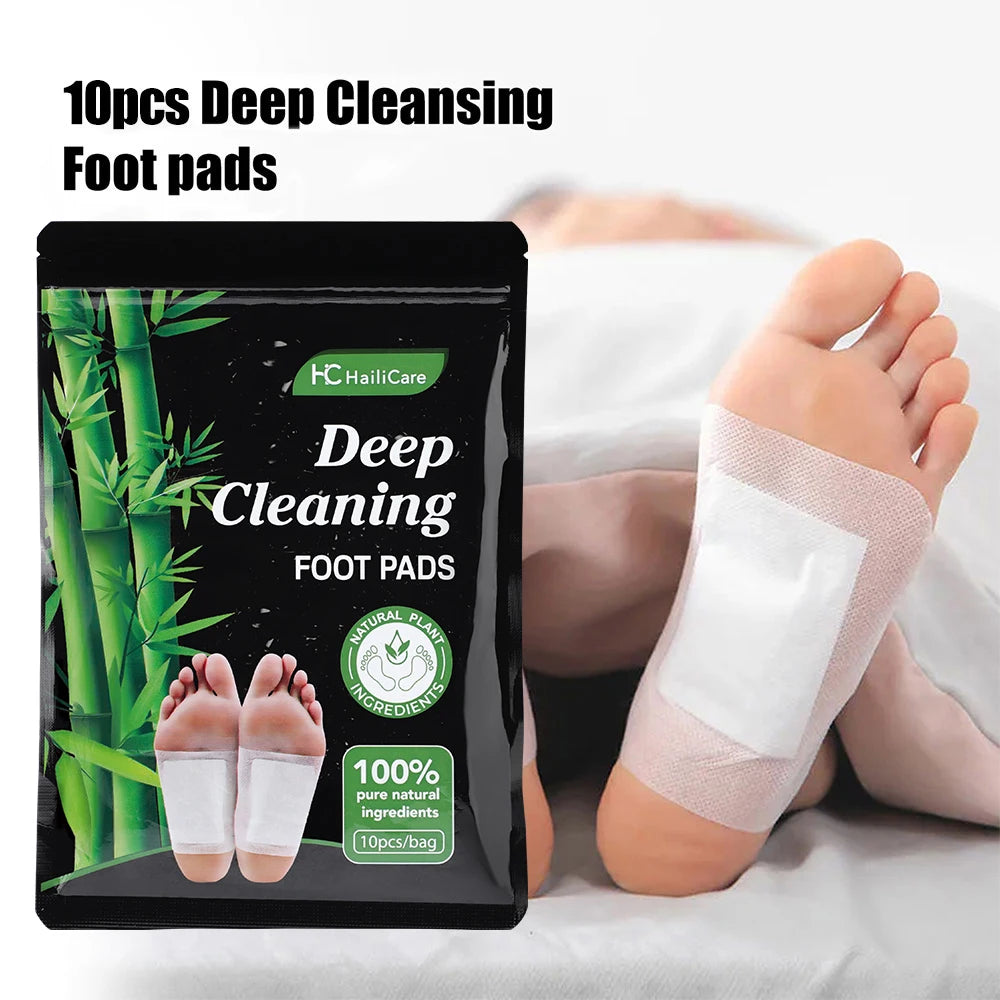 Natural Detox Foot Patches - 10 Pcs Bamboo Charcoal Herbal Stickers for Stress Relief & Better Sleep