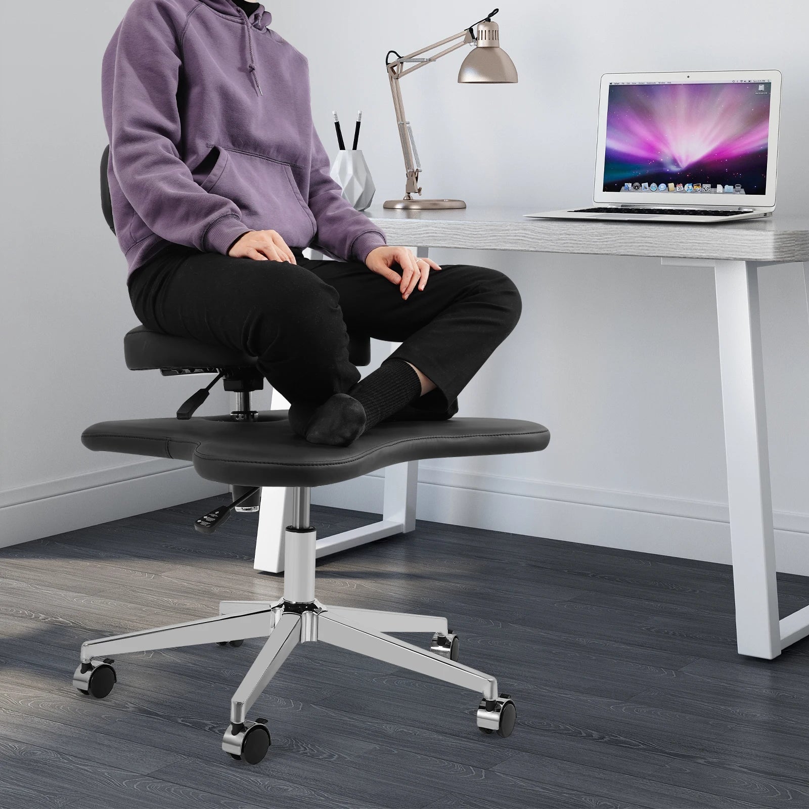 Cross-Legged Meditation Chair with Backrest - Improve Posture for Yoga & Office Use