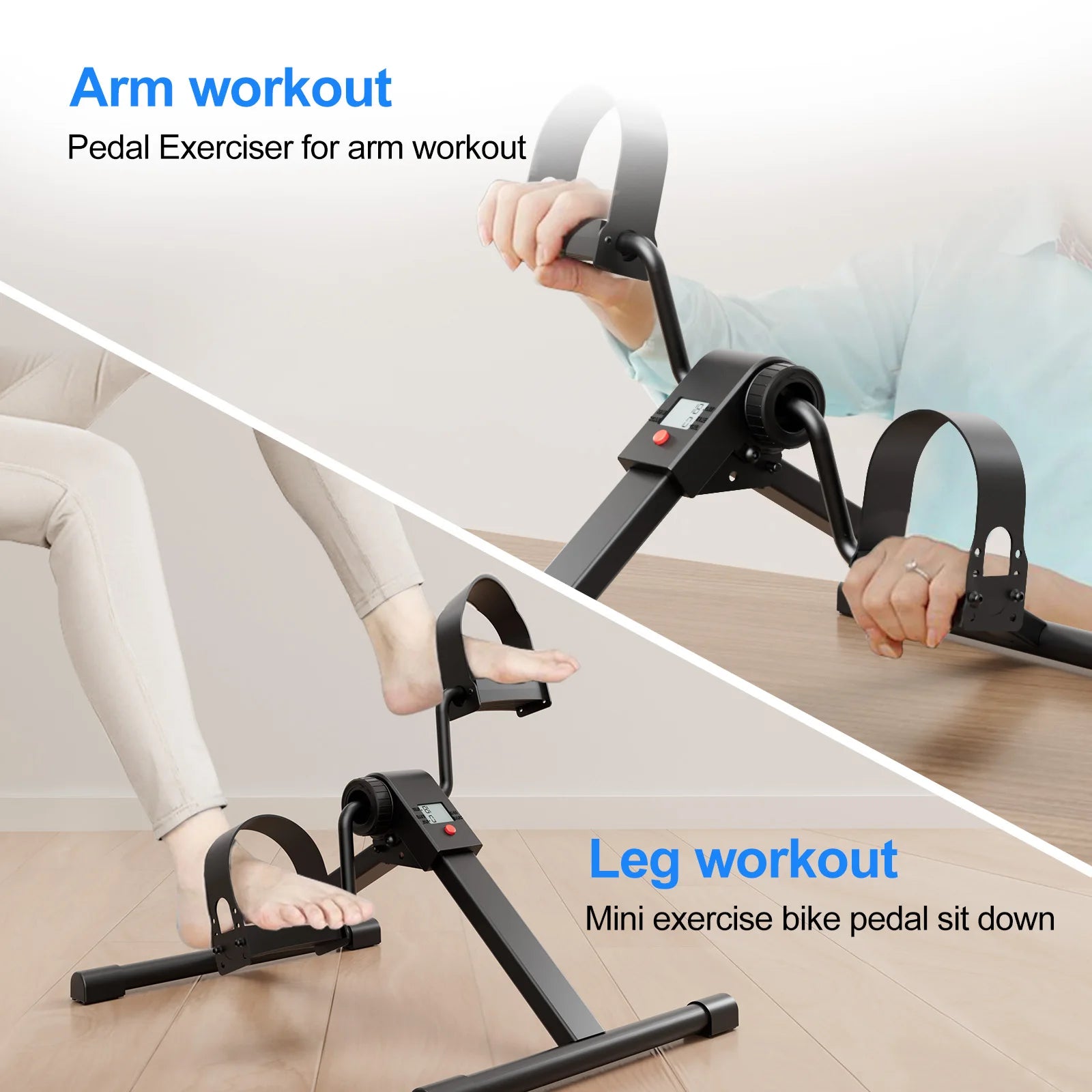 Foldable Under Desk Mini Exercise Bike with Bluetooth and Electronic Display for Home Workouts