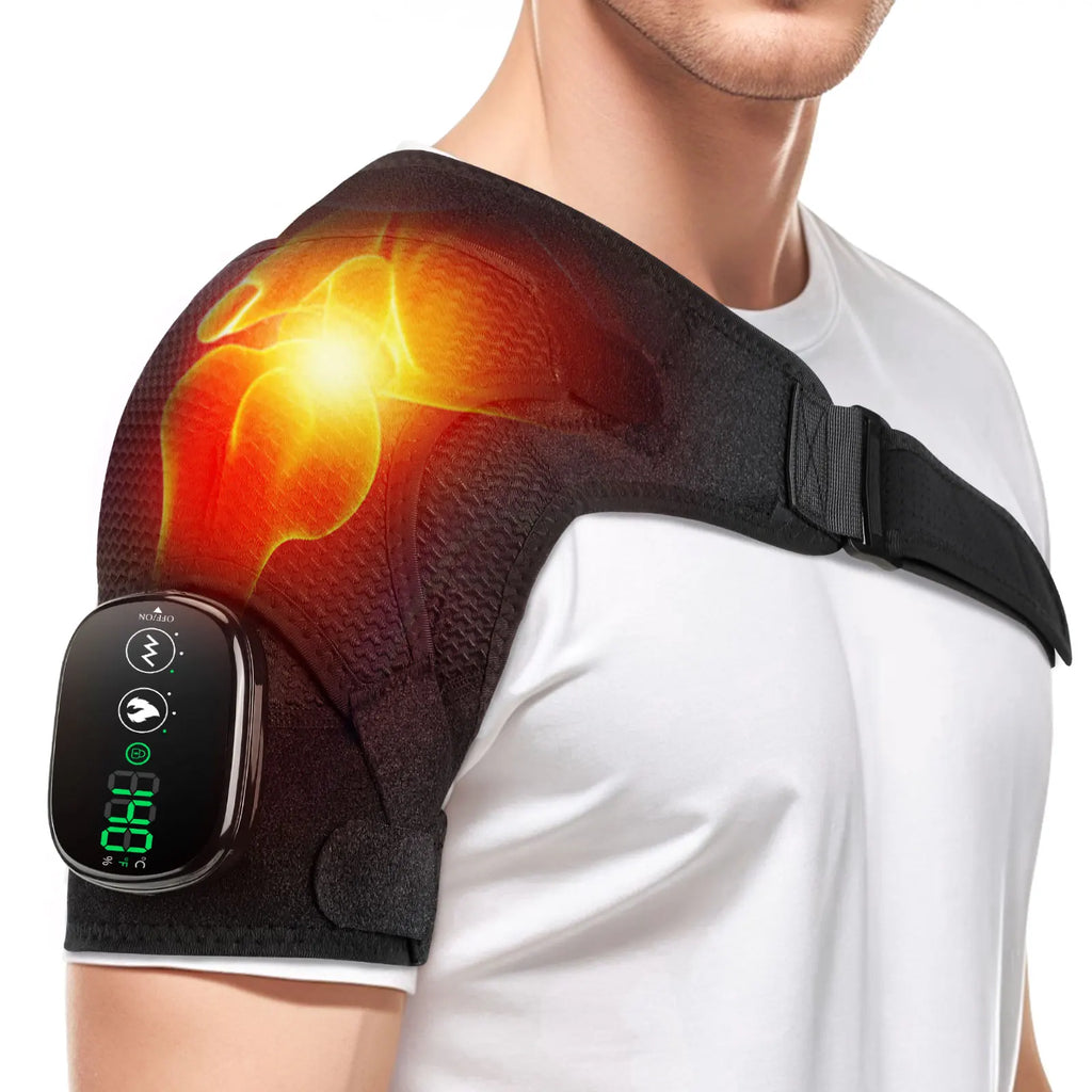 PASTSKY Shoulder Heating Pad with 3-Speed Heat & Vibration Massage – Portable & Rechargeable 5000mAh