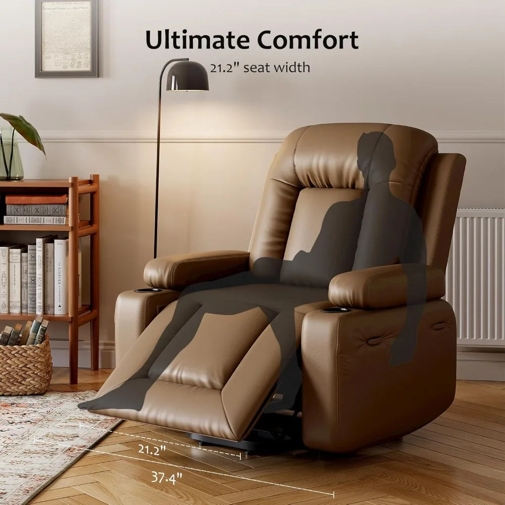 Power Lift Recliner Chair with 8-Point Massage, Heat Function, and Faux Leather Design