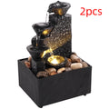 Artistic 3-Layer Mini Water Fountain with Soothing Sound, Soft Light, and Natural Pebbles
