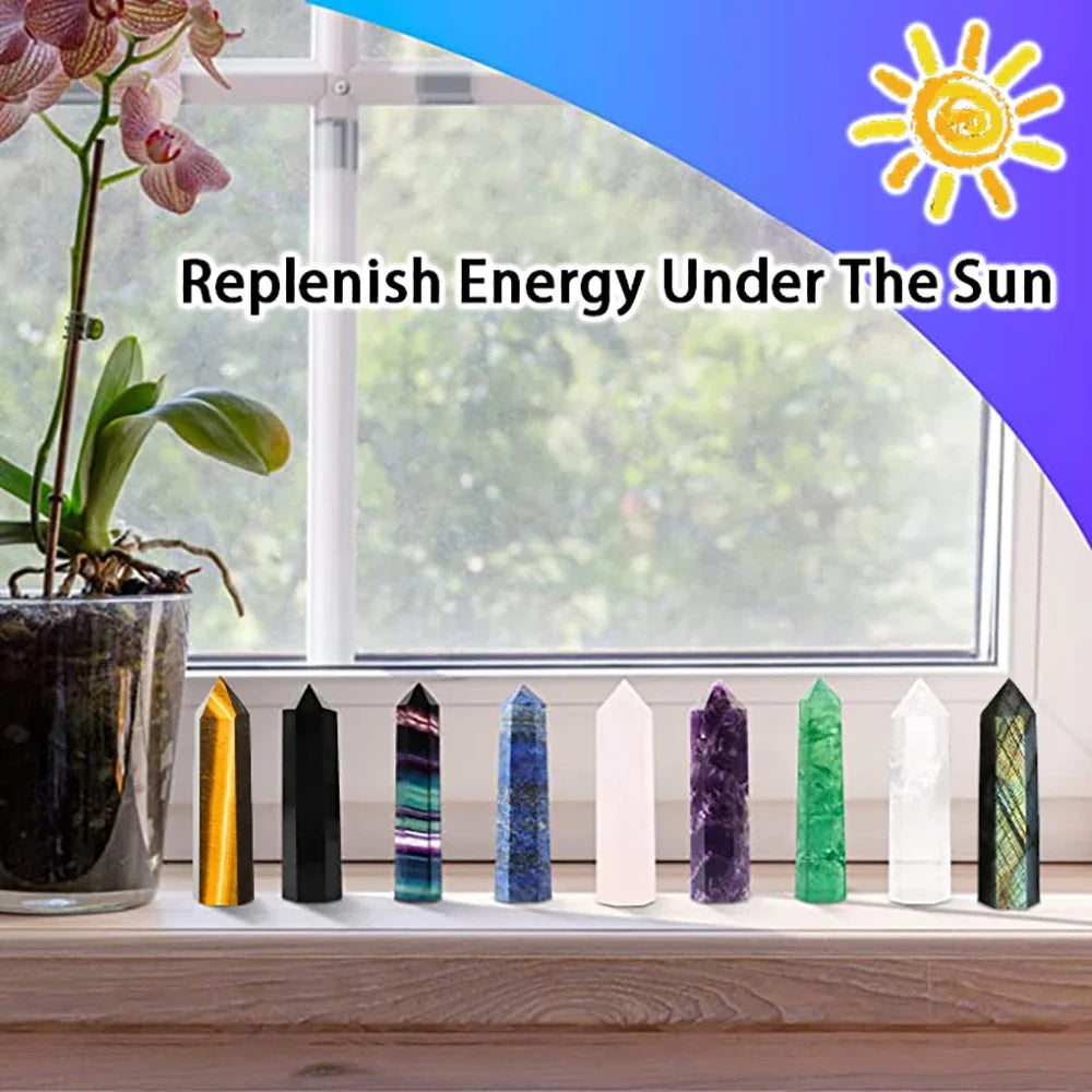 Natural Crystal Point Wand - Amethyst, Obsidian, and More - Healing Stone Obelisk