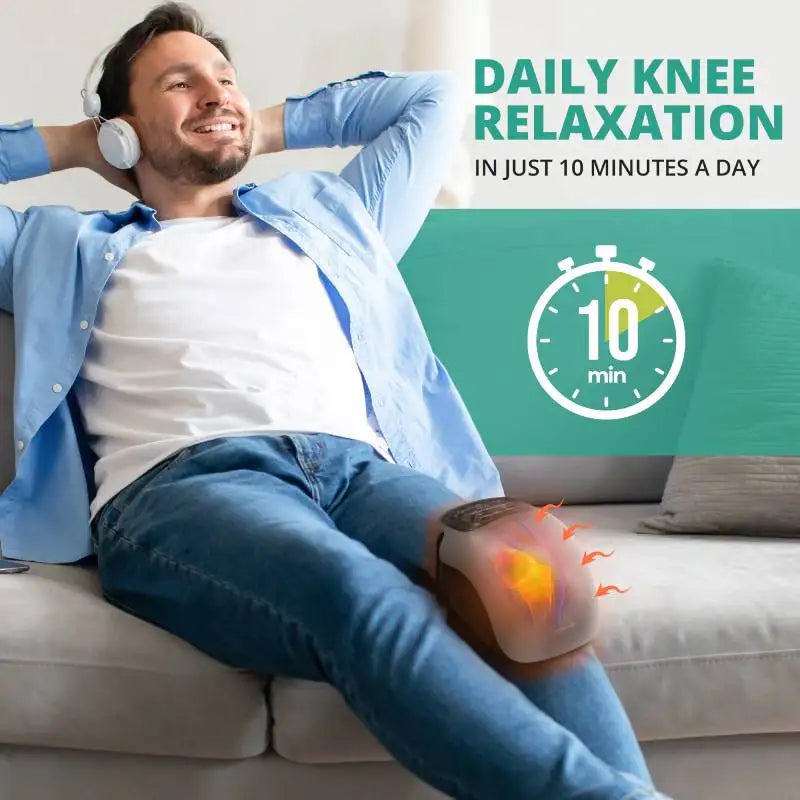 Cordless Heated Knee Massager with 3 Heat Levels & Vibration Settings for Pain Relief