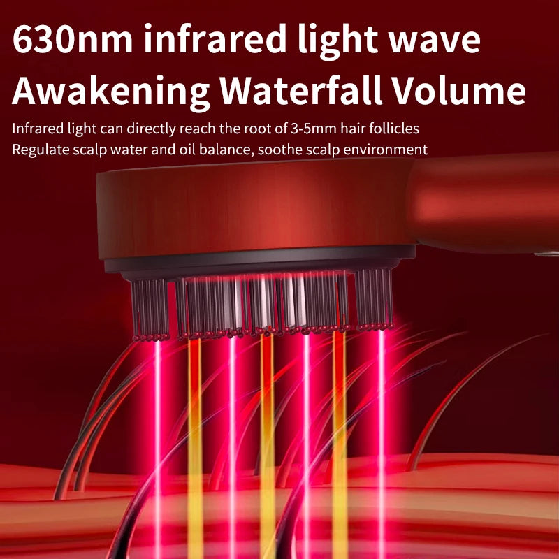 Electric Massage Comb With Vibration & Red Light for Hair Growth - Scalp Brush & Oil Applicator