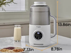 Using the 10-in-1 Electric Nut Milk Maker to blend fresh almond milk in a modern kitchen.