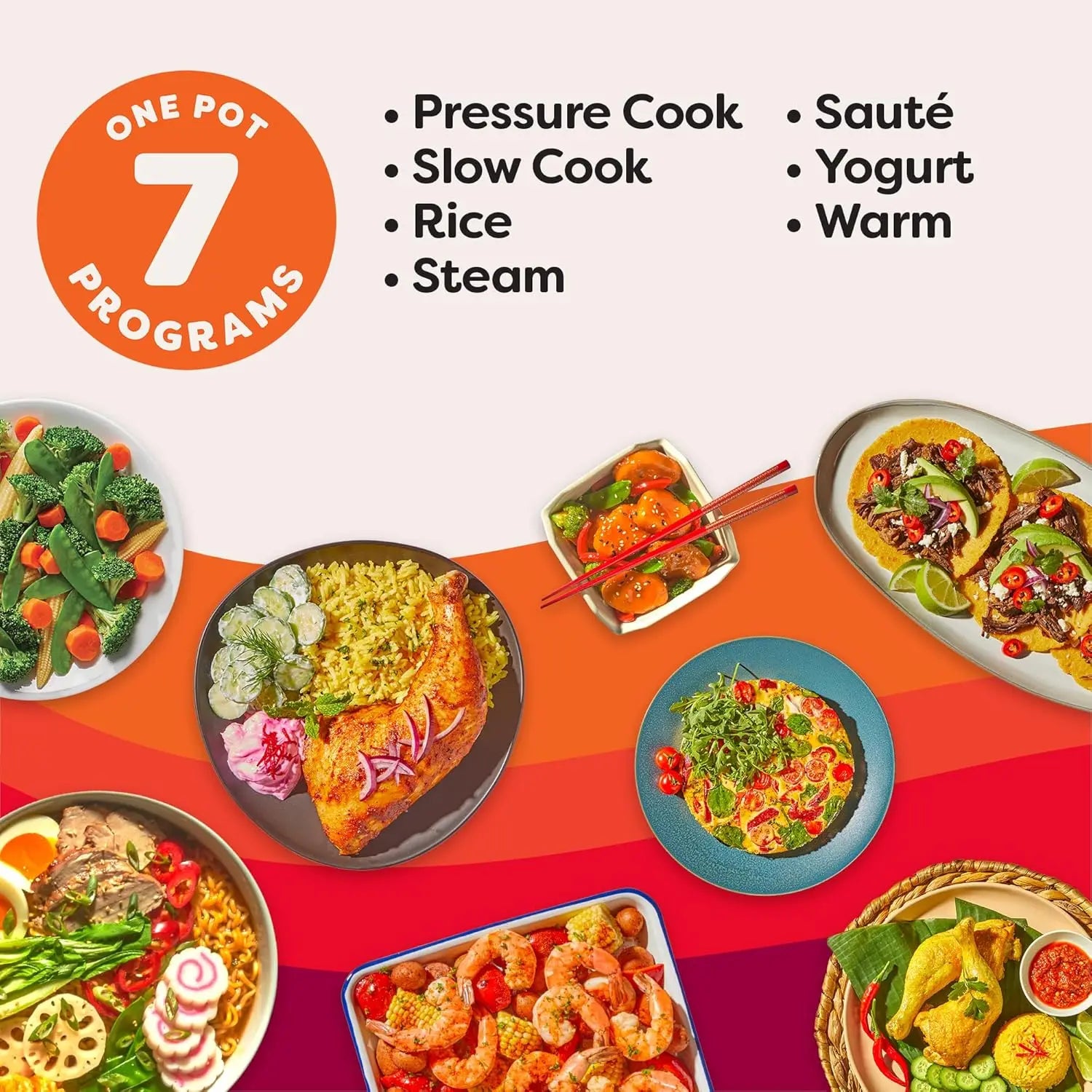 7-in-1 Multi-Cooker 6-Quart Capacity, 13 Smart Programs, Fast Cooking & Easy Cleanup