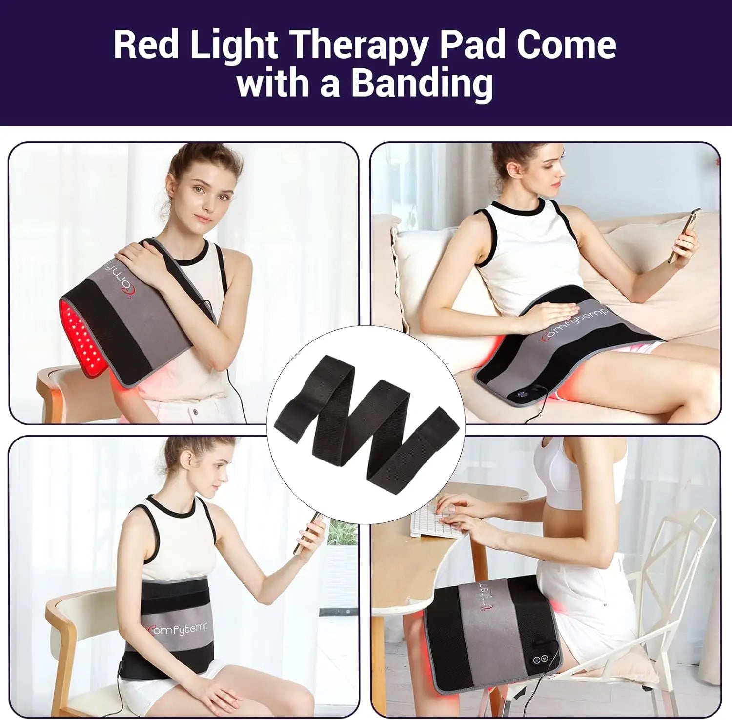 24"X12" Large Red Light Therapy Pad with Timer, 3 Power Levels & Hands-Free Strap