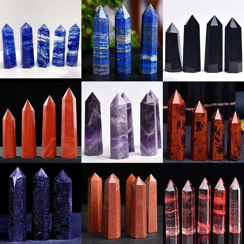 Natural Crystal Point Wand - Amethyst, Obsidian, and More - Healing Stone Obelisk
