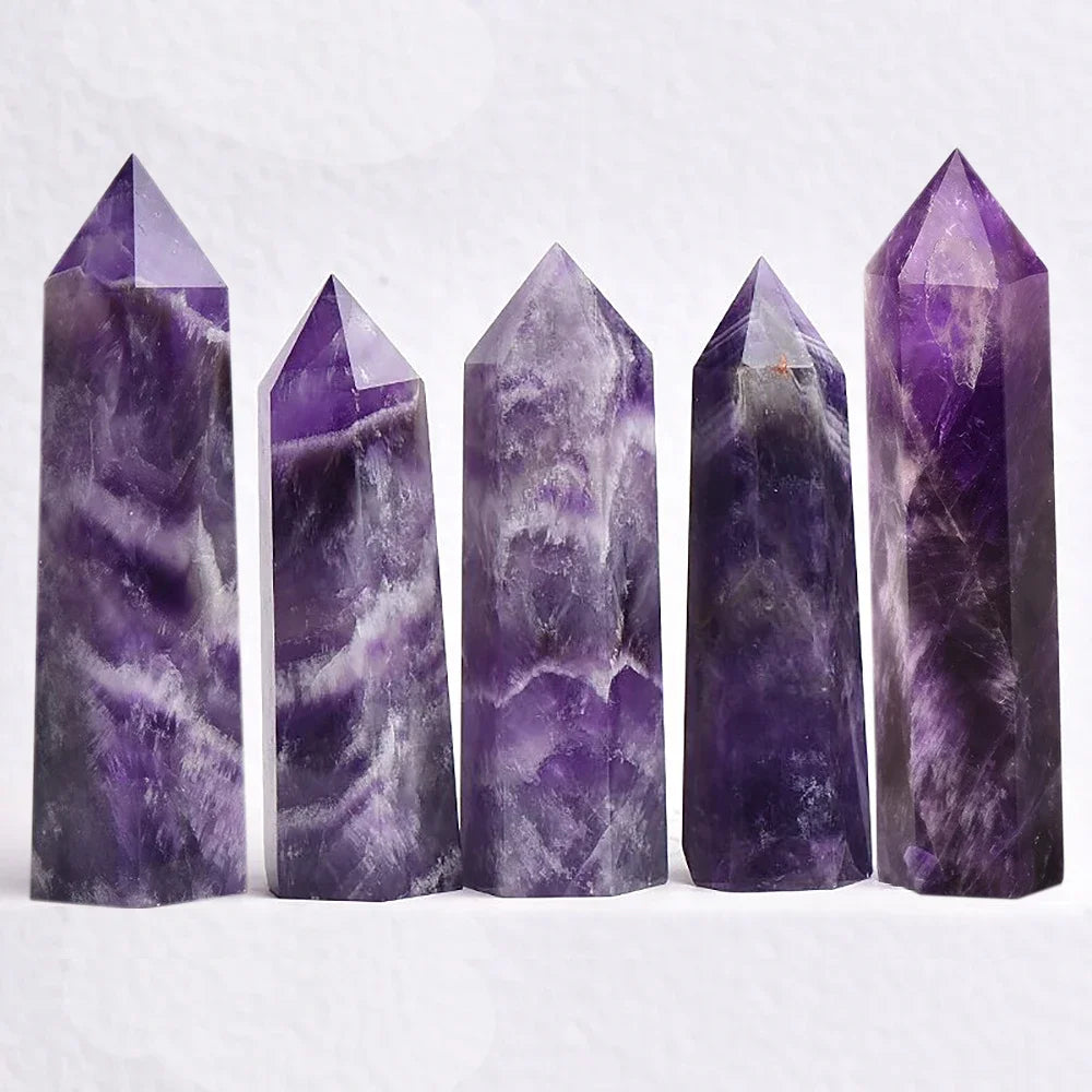 Natural Crystal Point Wand - Amethyst, Obsidian, and More - Healing Stone Obelisk