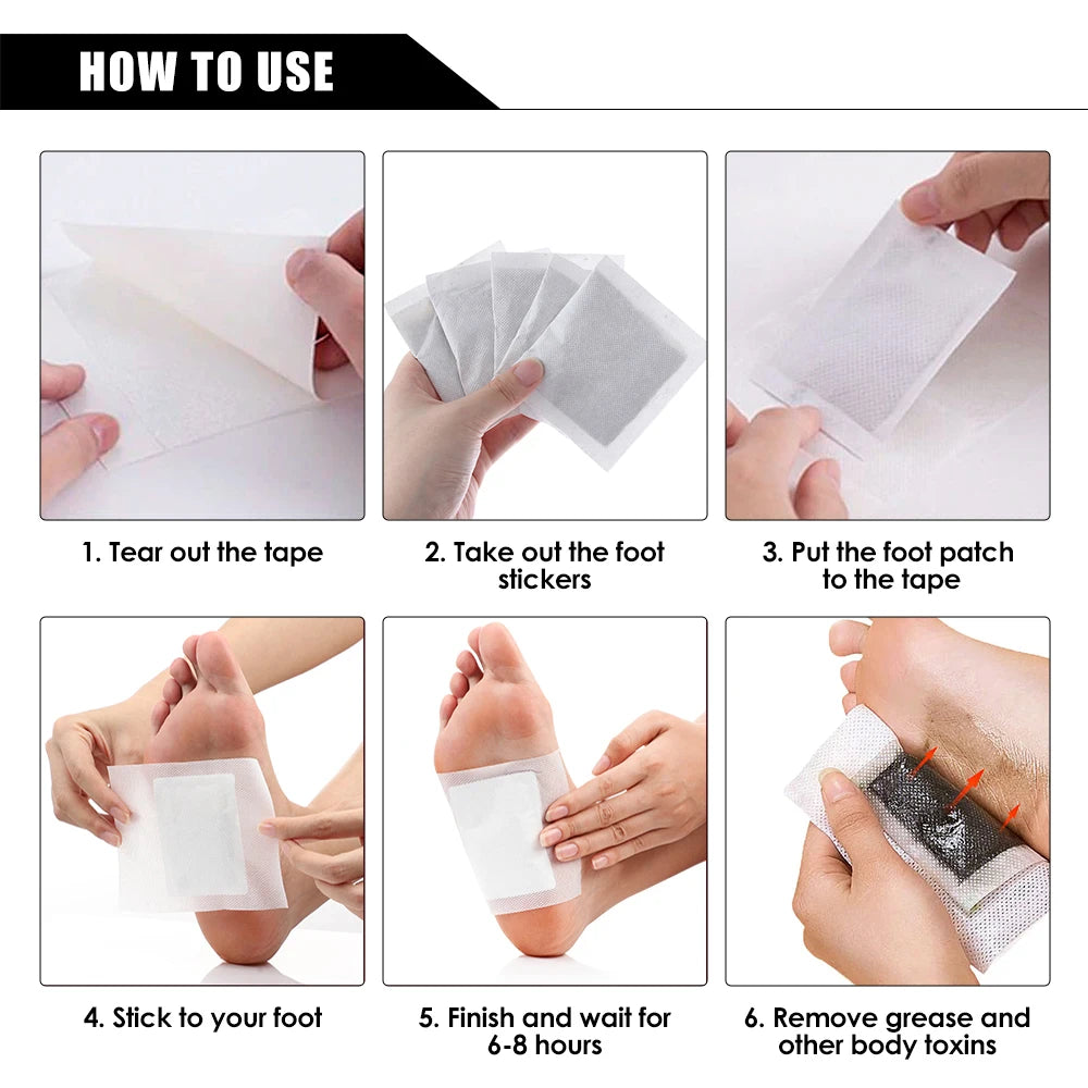 Natural Detox Foot Patches - 10 Pcs Bamboo Charcoal Herbal Stickers for Stress Relief & Better Sleep