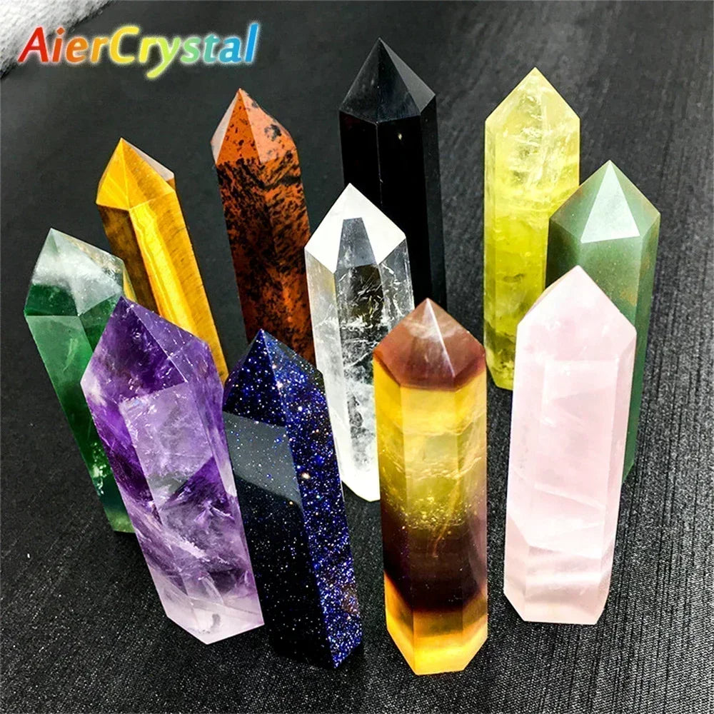 Natural Crystal Point Wand - Amethyst, Obsidian, and More - Healing Stone Obelisk