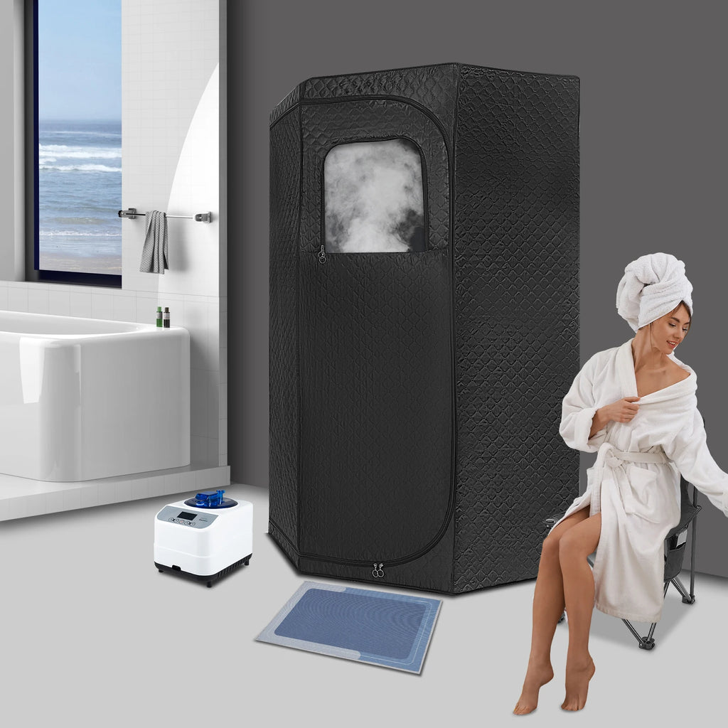Portable Indoor Steam Sauna for Home Use - 1350W Steamer with Foldable Chair & Remote Control