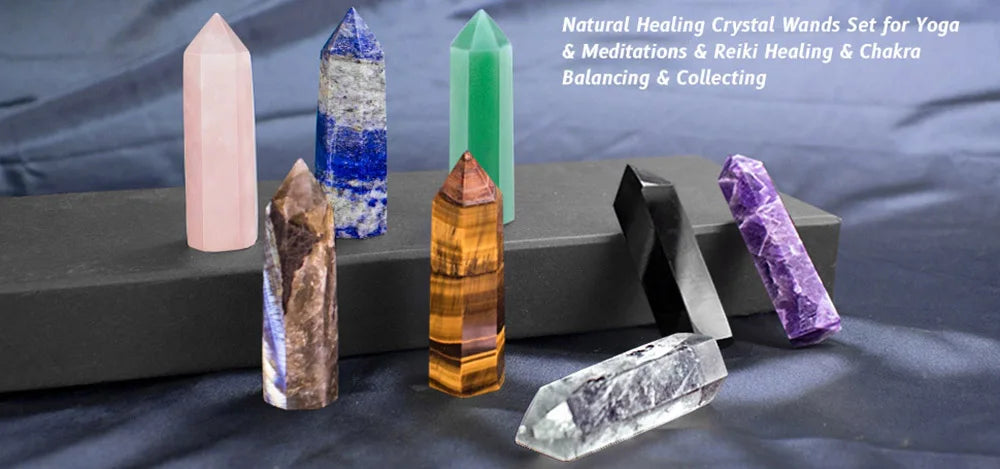 Natural Crystal Point Wand - Amethyst, Obsidian, and More - Healing Stone Obelisk
