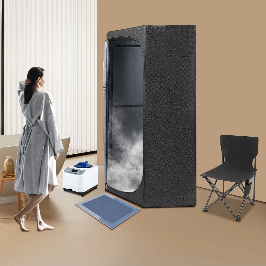 Portable Indoor Steam Sauna for Home Use - 1350W Steamer with Foldable Chair & Remote Control