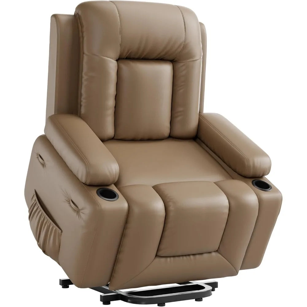 Power Lift Recliner Chair with 8-Point Massage, Heat Function, and Faux Leather Design