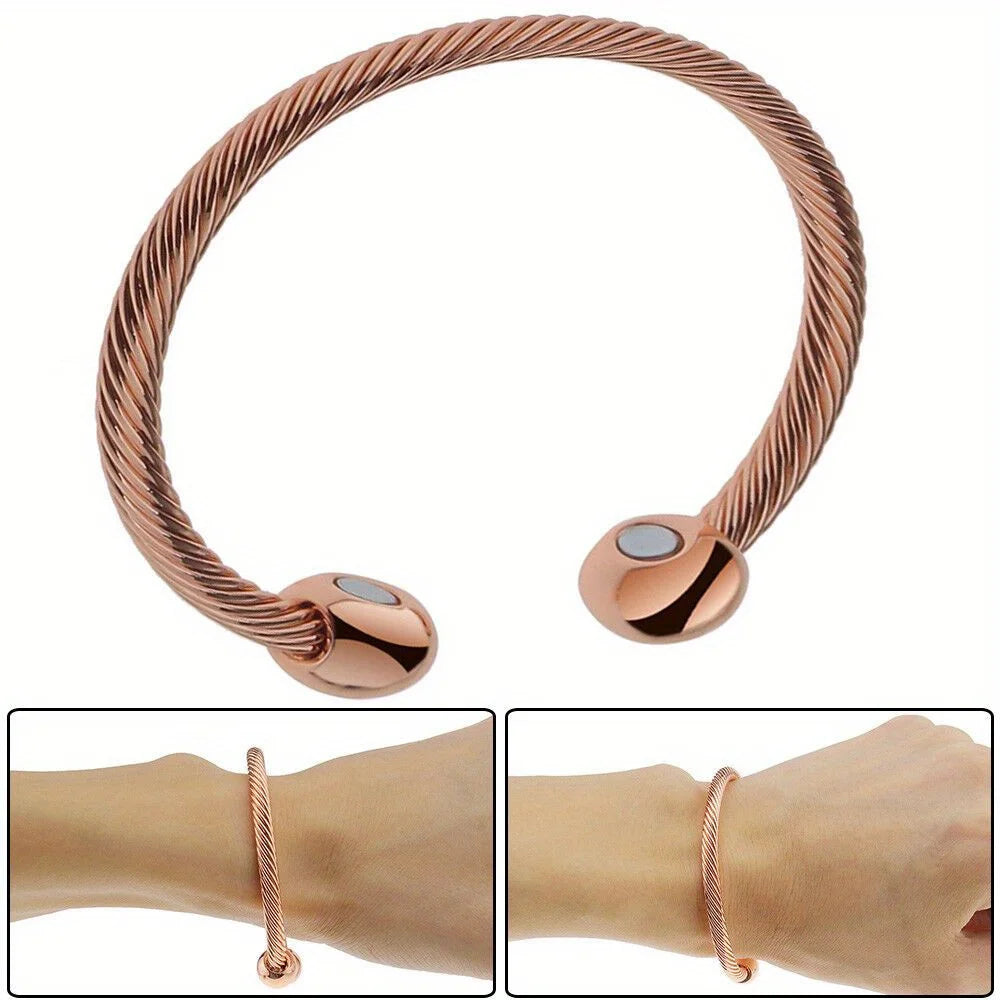 Magnetic Copper Therapeutic Bracelet for Arthritis Pain Relief - Adjustable Cuff with Neo Magnets