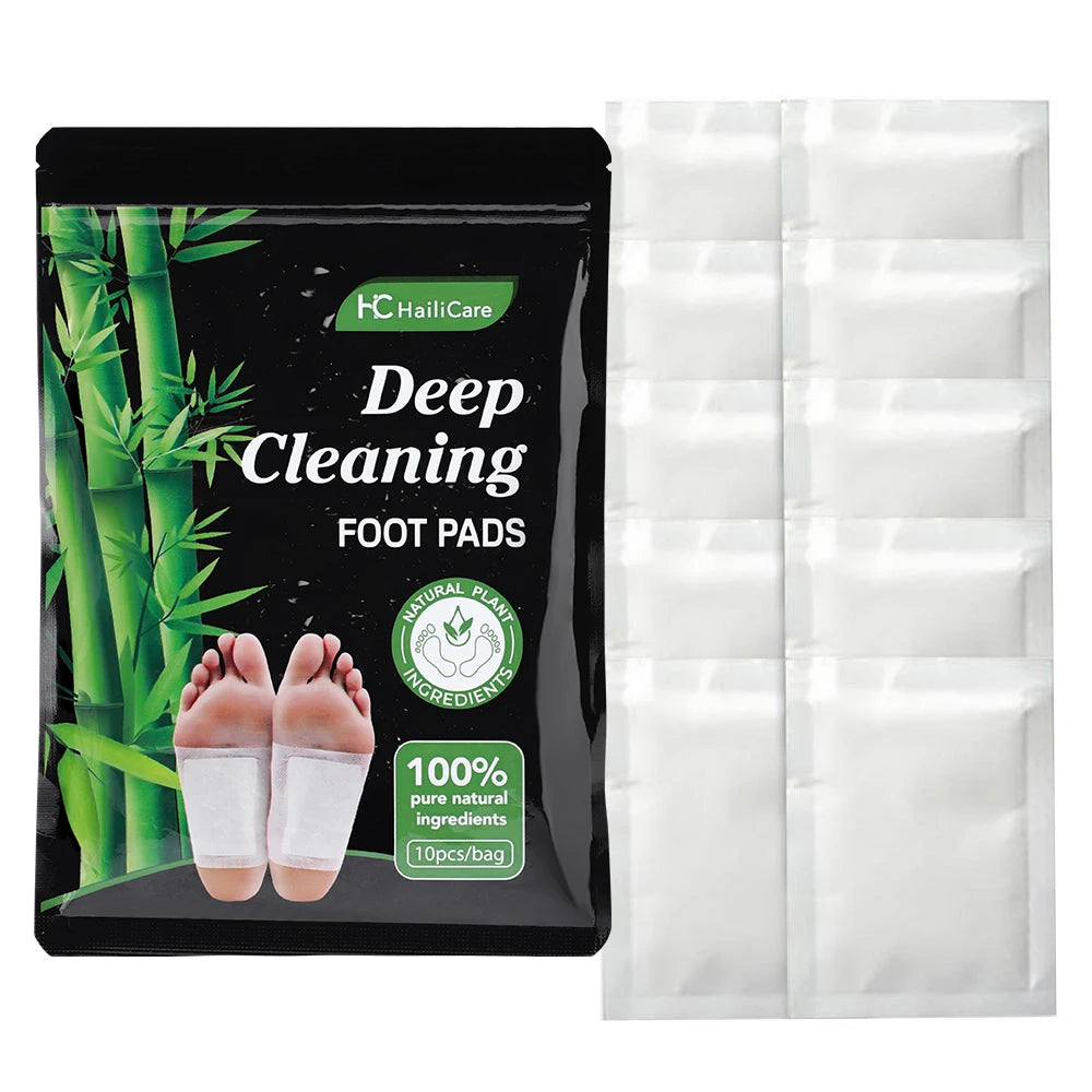 Natural Detox Foot Patches - 10 Pcs Bamboo Charcoal Herbal Stickers for Stress Relief & Better Sleep