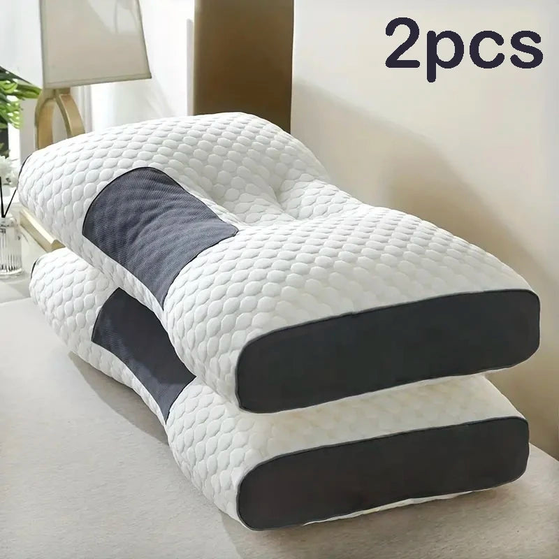 2-Pack Ergonomic Neck Pillows - Tailored for Pain-Free Sleep, illustrating the ergonomic support design.