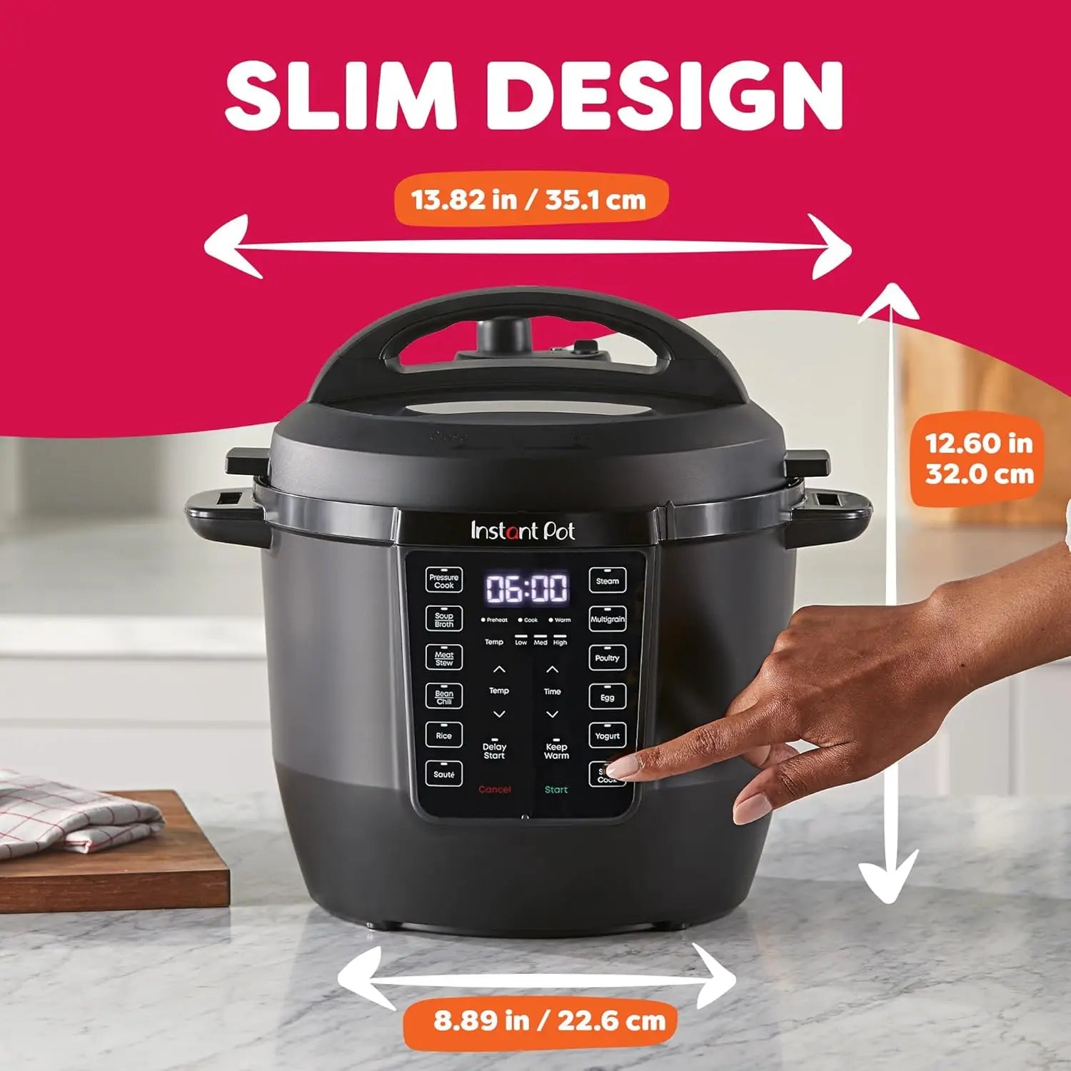 Happy family enjoying a delicious meal prepared with the 7-in-1 Multi-Cooker 6-Quart.
