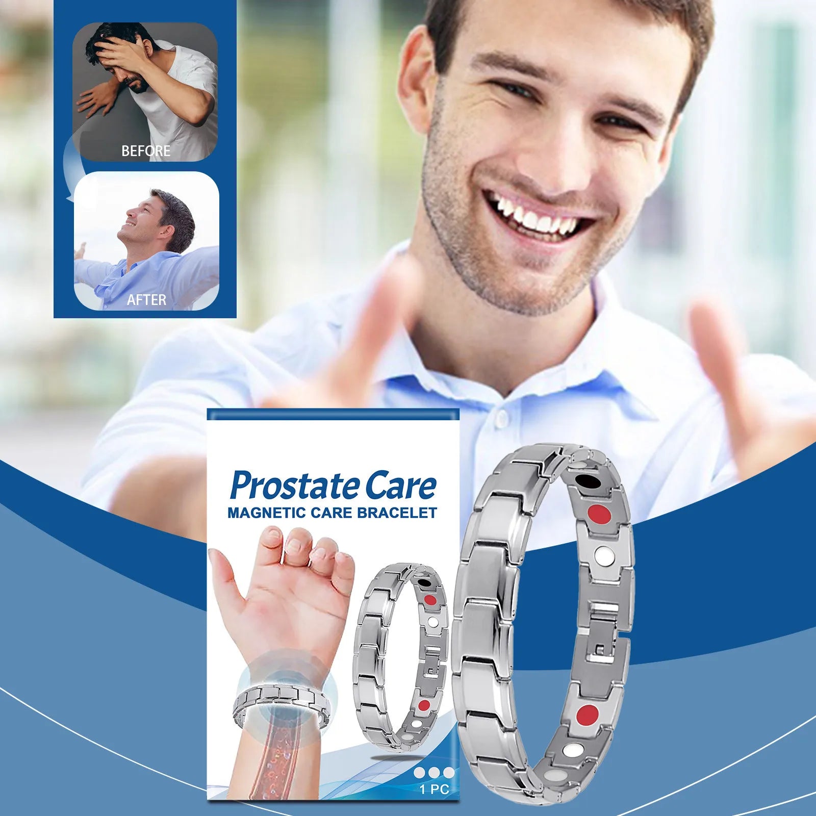 Prostate Care Bracelet for Men - Stylish Health Support & Energy Boosting Accessory