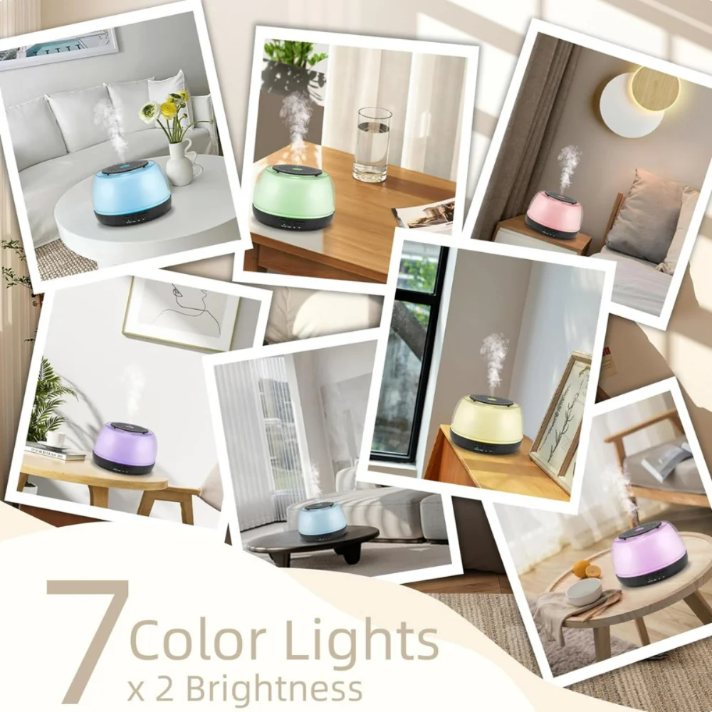 Close-up of 500ML Essential Oil Diffuser with quiet ultrasonic function and remote control.