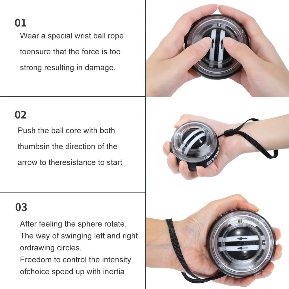 Auto Start Gyro Ball Wrist Trainer - Compact Strength Training Device for Active Wrists & Arms