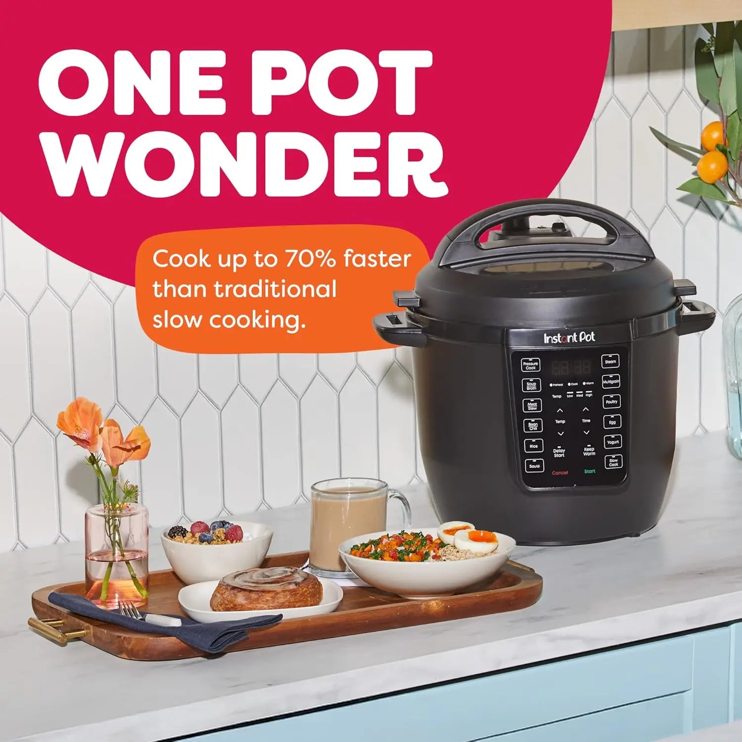 7-in-1 Multi-Cooker 6-Quart Capacity, 13 Smart Programs, Fast Cooking & Easy Cleanup
