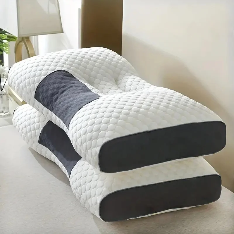 2-Pack Ergonomic Neck Pillows - Breathable and Washable for Pain-Free Sleep, showcasing a close-up of the contoured design.