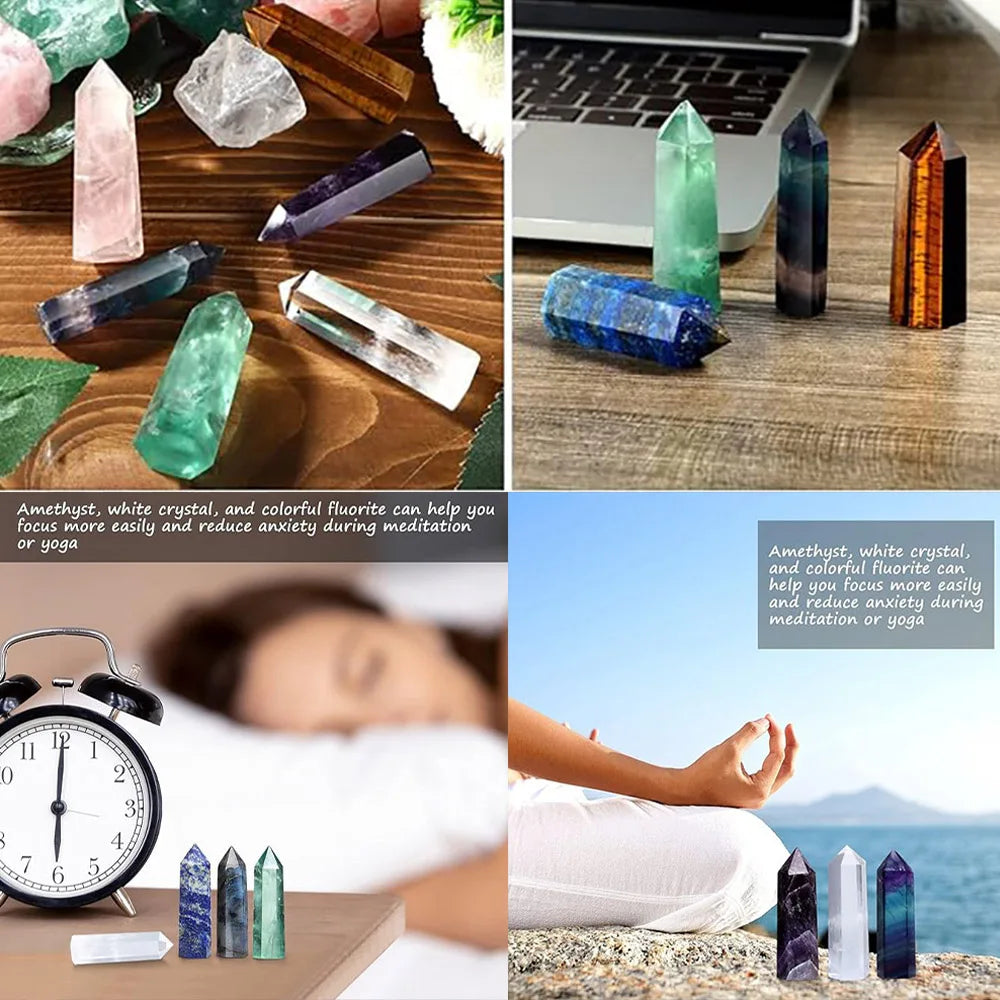 Natural Crystal Point Wand - Amethyst, Obsidian, and More - Healing Stone Obelisk