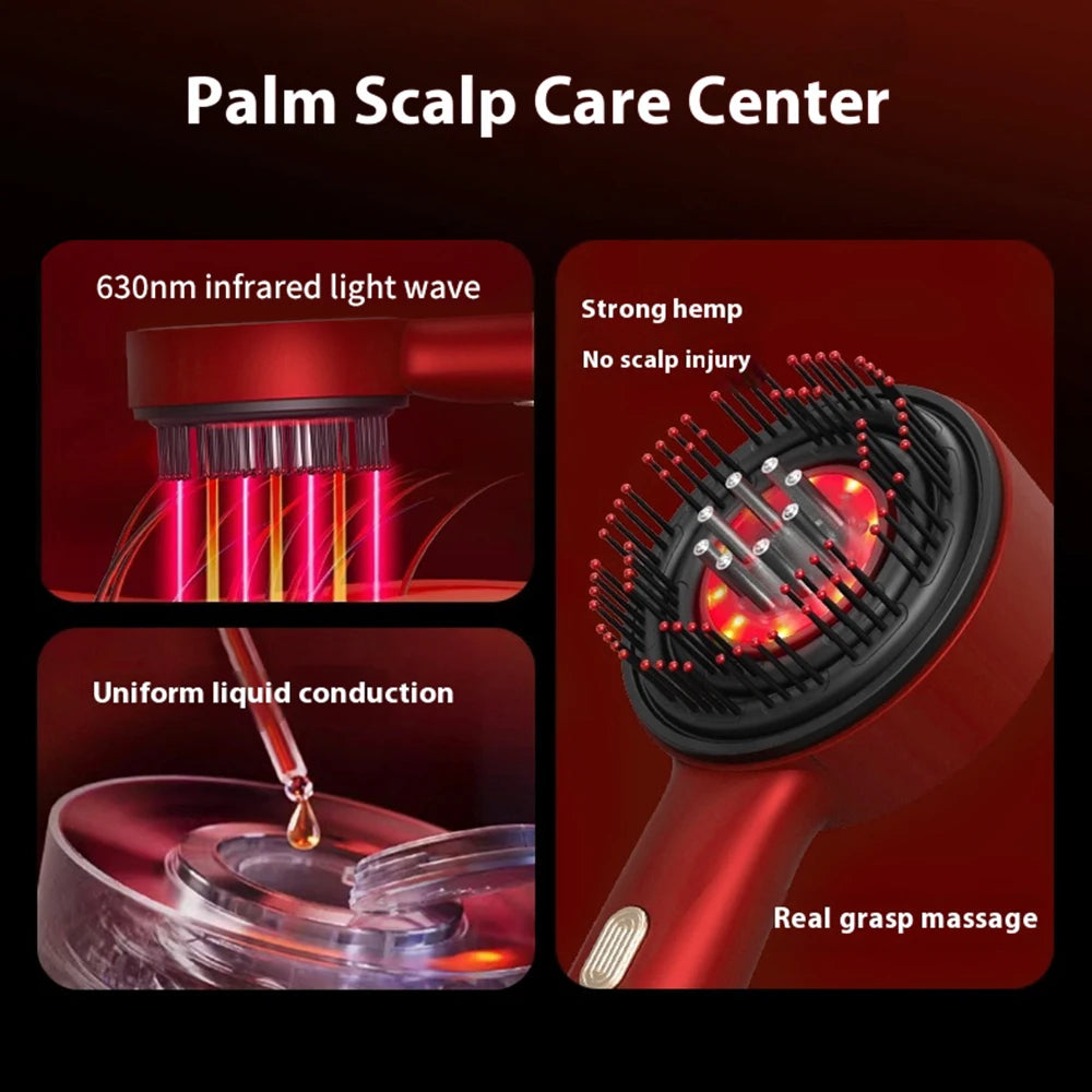 Electric Massage Comb With Vibration & Red Light for Hair Growth - Scalp Brush & Oil Applicator