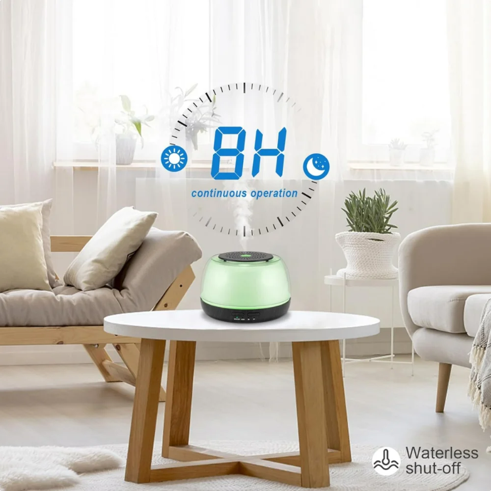 500ML Essential Oil Diffuser in cozy home setting, perfect for gifting and enhancing ambiance.
