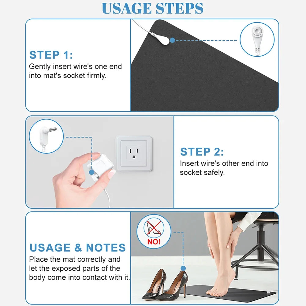 40x60cm Grounding Mat for Earth Connected Therapy - Relieve Pain, Inflammation & Improve Mood