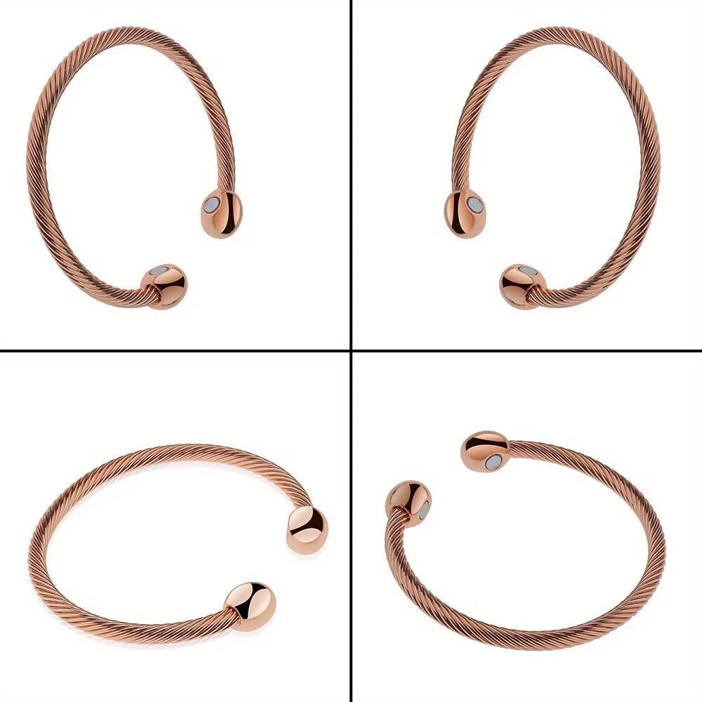 Magnetic Copper Therapeutic Bracelet for Arthritis Pain Relief - Adjustable Cuff with Neo Magnets