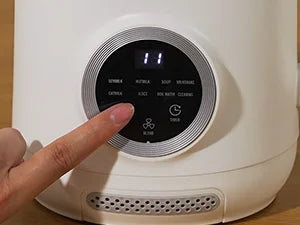 Close-up of the self-cleaning function feature on the 10-in-1 Electric Nut Milk Maker.