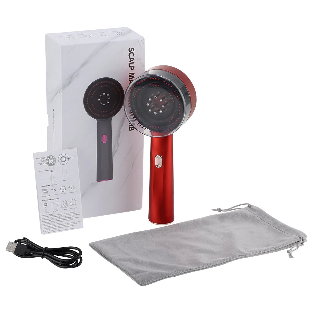 Electric Massage Comb With Vibration & Red Light for Hair Growth - Scalp Brush & Oil Applicator