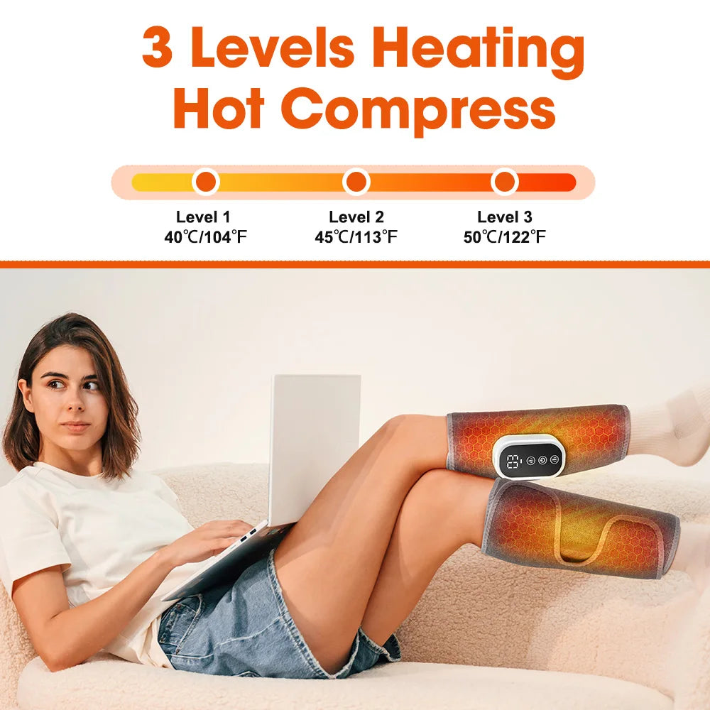 PASTSKY Heated Calf Massage Device - 3 Modes, 3 Intensities, Auto Shutoff & 2000mAh Battery