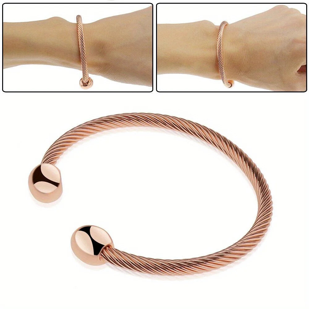 Magnetic Copper Therapeutic Bracelet for Arthritis Pain Relief - Adjustable Cuff with Neo Magnets