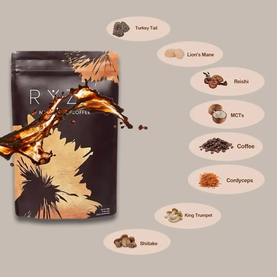 Organic Mushroom Coffee Blend with Lion's Mane, Reishi & Cordyceps for Memory & Energy Boost