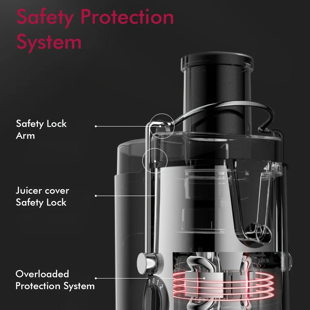 SiFENE Easy-Clean Juicer 800W, 3-Inch Wide Feed, BPA-Free Stainless Steel, Dishwasher Safe