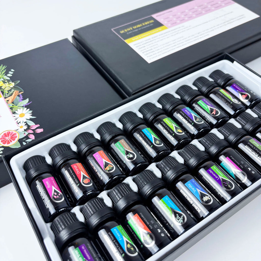 20-Piece Essential Oil Set - Lavender, Eucalyptus, Sweet Orange & Lemon for Aromatherapy & Massage