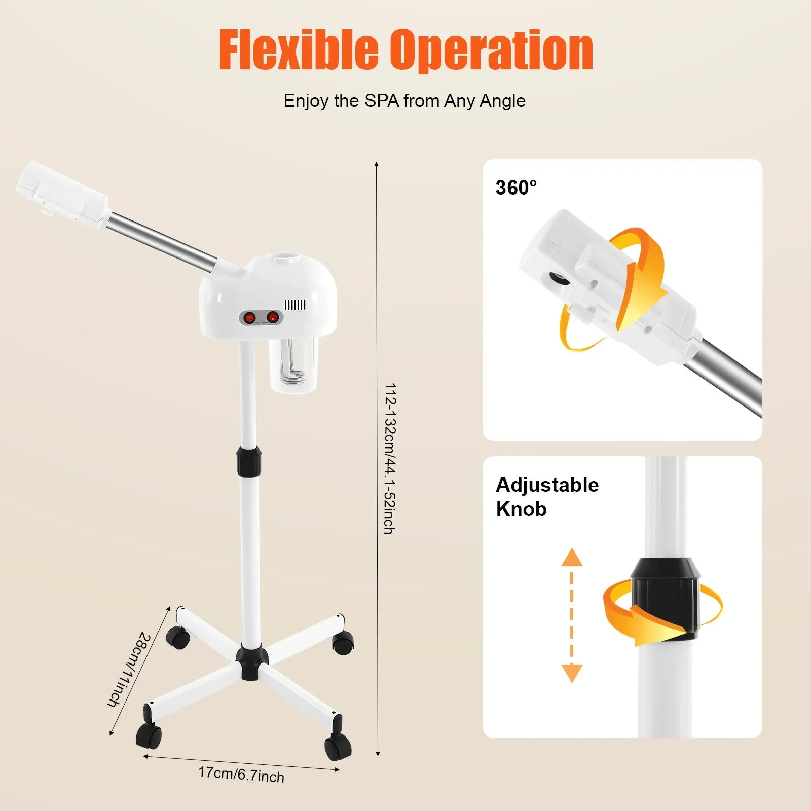 Ozone-Infused Facial Steamer with 360° Adjustable Height & Large Capacity Water Tank