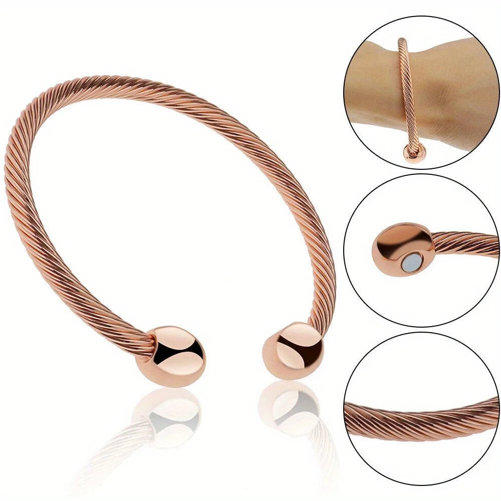 Magnetic Copper Therapeutic Bracelet for Arthritis Pain Relief - Adjustable Cuff with Neo Magnets