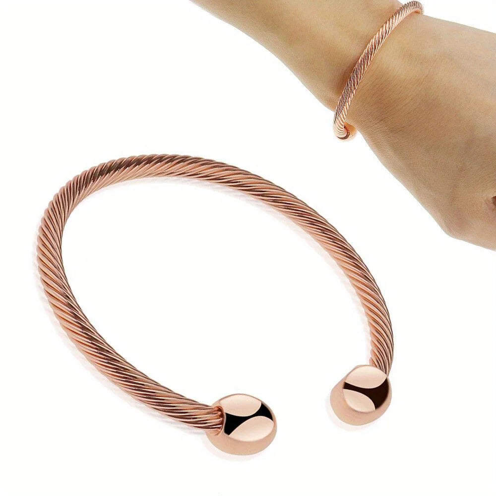 Magnetic Copper Therapeutic Bracelet for Arthritis Pain Relief - Adjustable Cuff with Neo Magnets