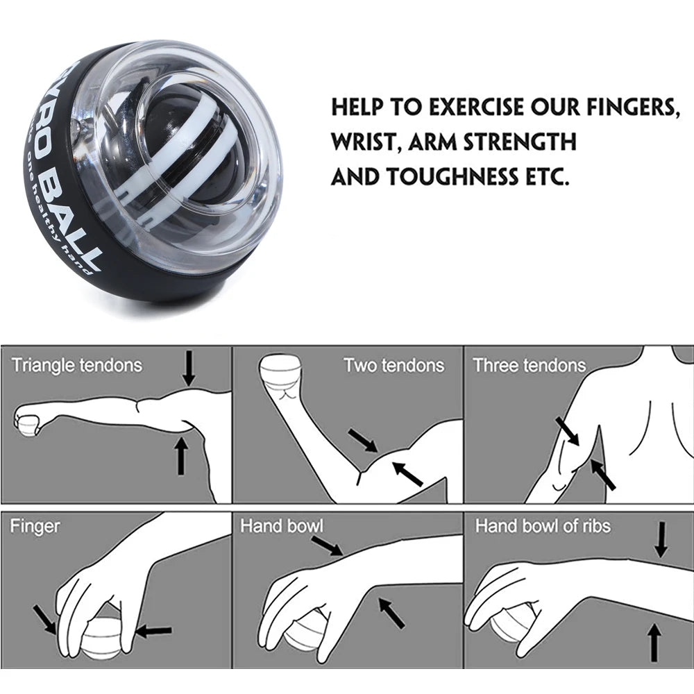 Auto Start Gyro Ball Wrist Trainer - Compact Strength Training Device for Active Wrists & Arms