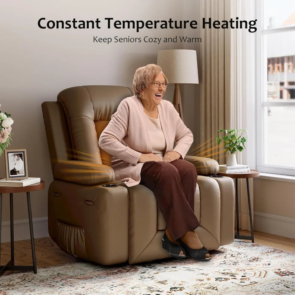 Power Lift Recliner Chair with 8-Point Massage, Heat Function, and Faux Leather Design